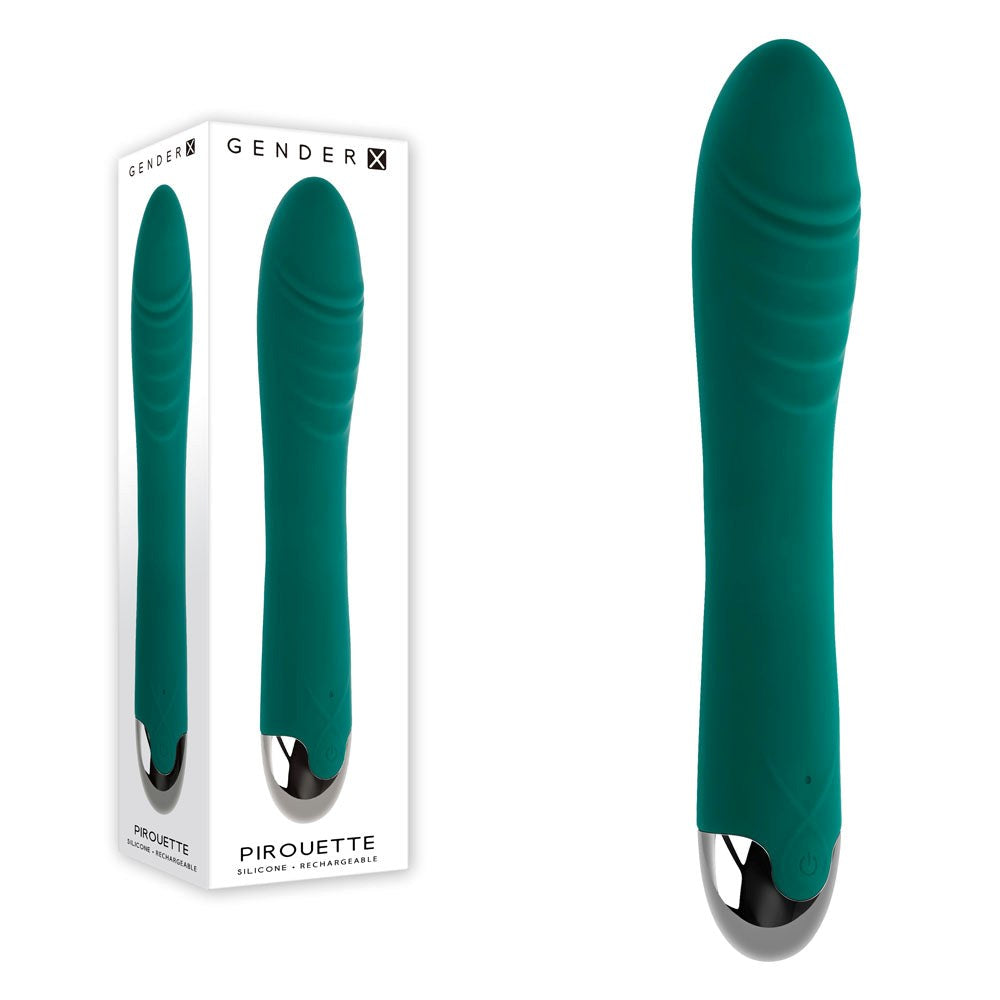 Evolved Gender X PIROUETTE USB Rechargeable G Spot Vibrator Green with Twirling - - G-Spot Vibrators