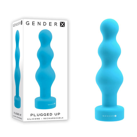 Evolved Gender X PLUGGED UP Vibrating Butt Plug Blue Graduated Beads - Butt Plugs