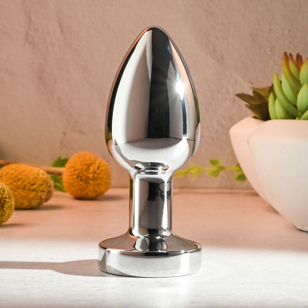 Evolved Gender X ROCKIN USB Rechargeable Vibrating Butt Plug XL Chrome Metal - - Butt Plugs