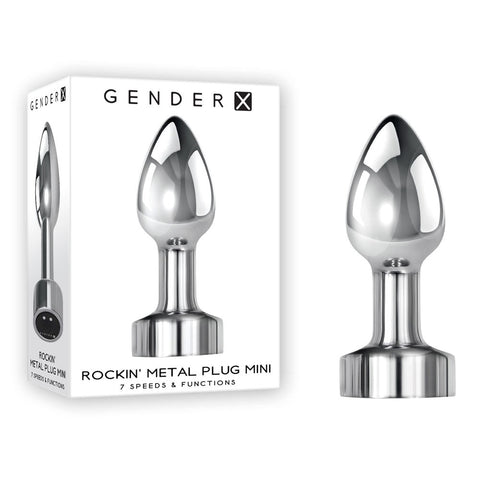 Evolved Gender X ROCKIN USB Rechargeable Vibrating Mini Butt Plug Chrome Metal - Butt Plugs