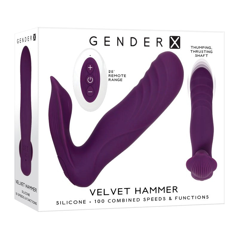 Evolved Gender X VELVET HAMMER USB Rechargeable Wearable Vibrator Remote Purple - - Remote Control Vibrators
