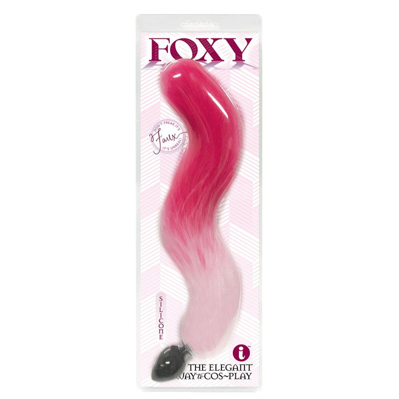Icon Brands Foxy Fox Tail Silicone Butt Plug Pink Gradient 46cm Premium Cosplay - - Butt Plugs