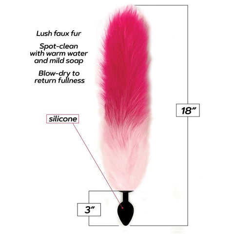 Icon Brands Foxy Fox Tail Silicone Butt Plug Pink Gradient 46cm Premium Cosplay - Butt Plugs