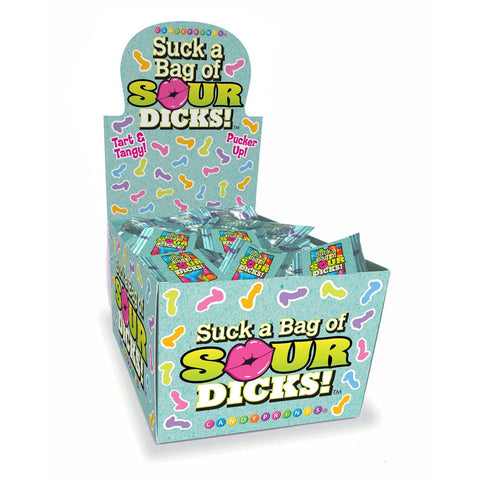 Little Genie Suck A Bag Of Sour Dicks Fruit Flavoured Lollies Counter Display - Party Gifts and Novelties