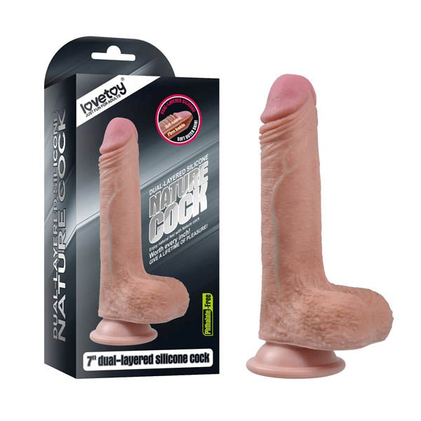 Lovetoy Nature Cock Realistic Dildo Flesh 17.8cm Dual Layer Silicone - - Realistic Dildos