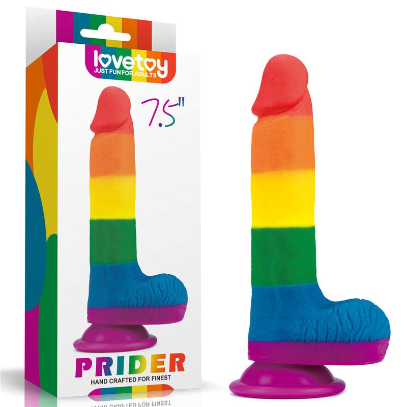 Lovetoy Prider 19cm Realistic Dong Rainbow Pride Dildo Suction Cup Base - - Realistic Dildos