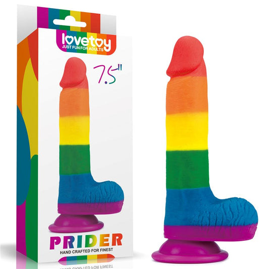 Lovetoy Prider 19cm Realistic Dong Rainbow Pride Dildo Suction Cup Base - - Realistic Dildos