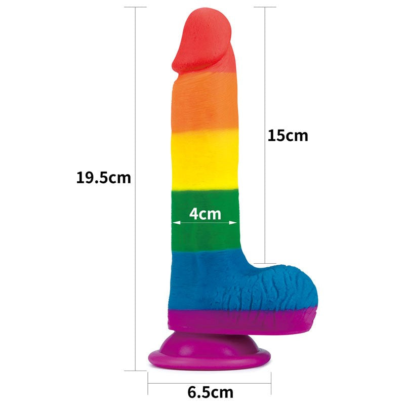 Lovetoy Prider 19cm Realistic Dong Rainbow Pride Dildo Suction Cup Base - - Realistic Dildos