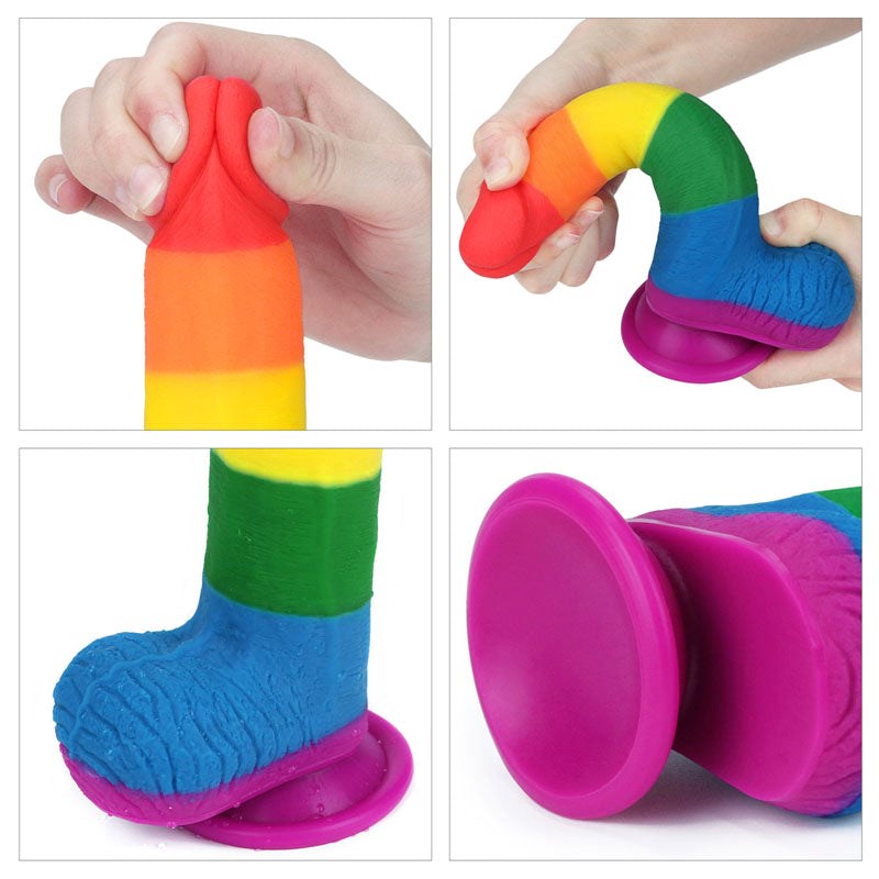 Lovetoy Prider 19cm Realistic Dong Rainbow Pride Dildo Suction Cup Base - - Realistic Dildos
