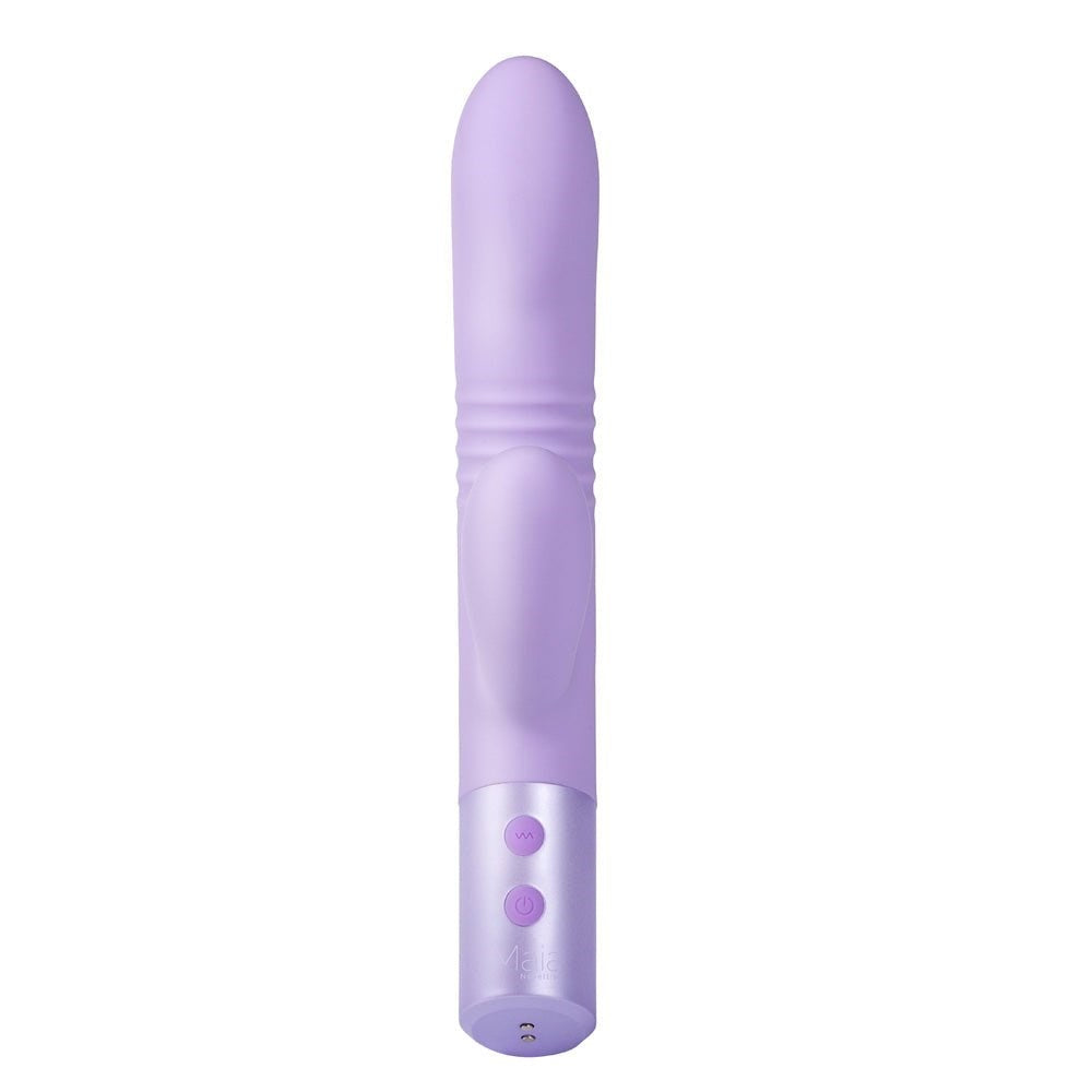 Maia Toys Maia AYLA USB Rechargeable Thrusting Rabbit Vibrator Lavender Dual Motor - - Rabbit Vibrators