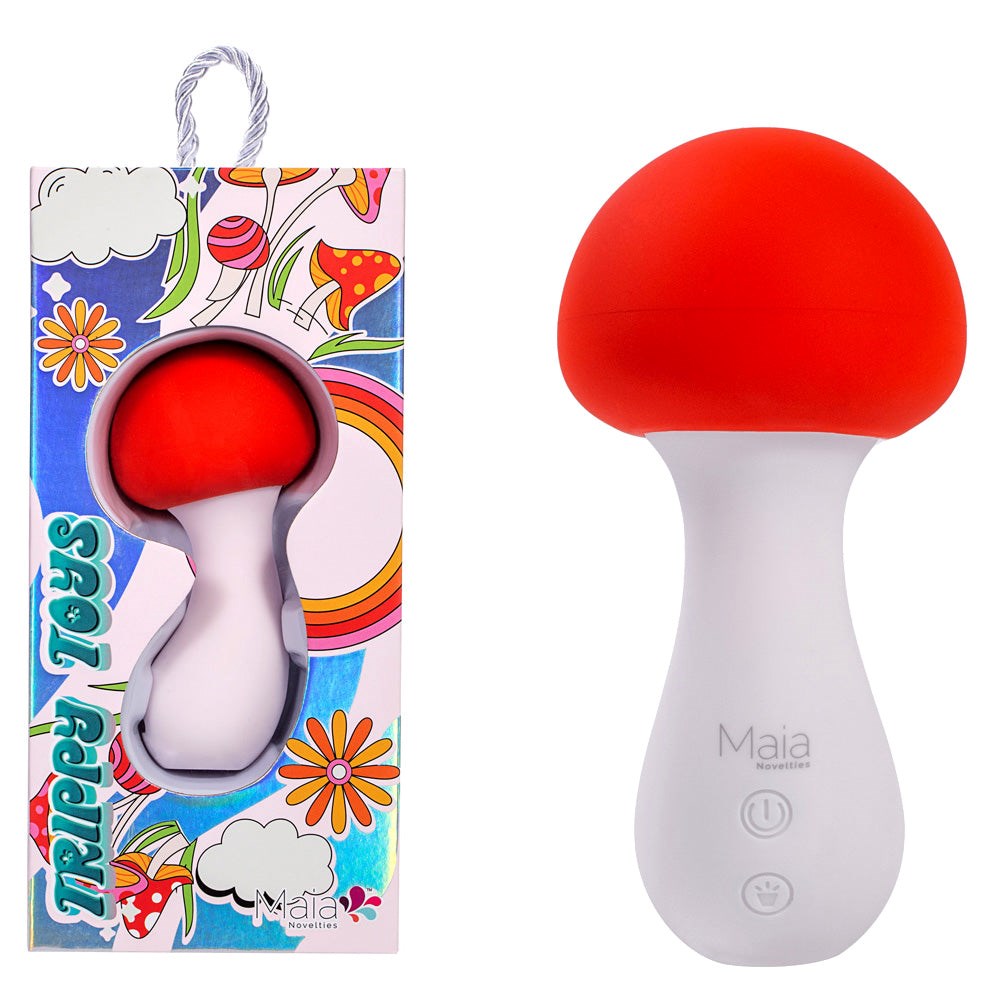 Maia Toys SHROOMIE USB Rechargeable Mushroom Body Wand Vibrator Red/White - - Body Wands