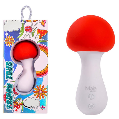 Maia Toys SHROOMIE USB Rechargeable Mushroom Body Wand Vibrator Red/White - Body Wands