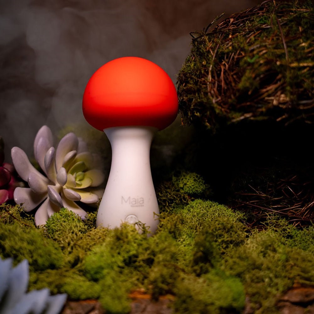 Maia Toys SHROOMIE USB Rechargeable Mushroom Body Wand Vibrator Red/White - - Body Wands