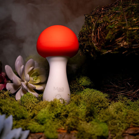 Maia Toys SHROOMIE USB Rechargeable Mushroom Body Wand Vibrator Red/White - Body Wands