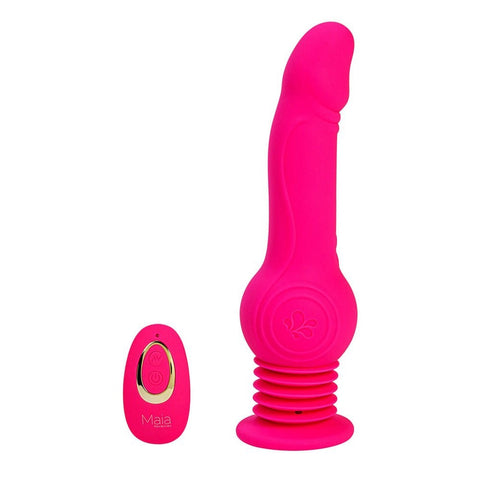 Maia Toys Maia TEGAN USB Rechargeable Jumping Vibrating Dong with Remote Pink - Vibrating Dildos