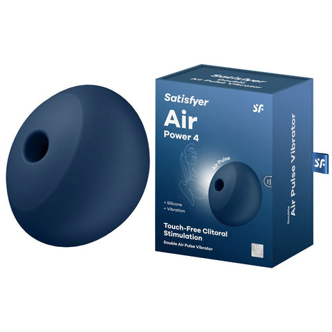 Satisfyer Air Power 4 USB Rechargeable Air Pulse Stimulator Navy Blue Clitoral - Clit Ticklers and Pulsators