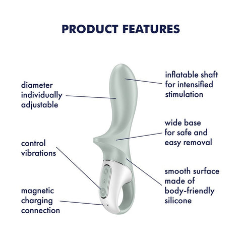 Satisfyer Air Pump Booty 3 Rechargeable Inflatable Anal Vibrator Grey - Anal Vibrators