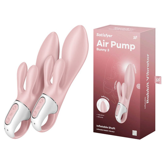 Satisfyer Air Pump Bunny 3 Inflatable Rabbit Vibrator Pink - - Rabbit Vibrators