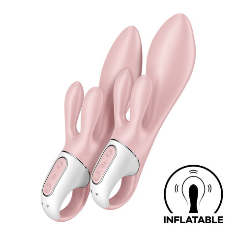 Satisfyer Air Pump Bunny 3 Inflatable Rabbit Vibrator Pink Customizable Shaft - Rabbit Vibrators