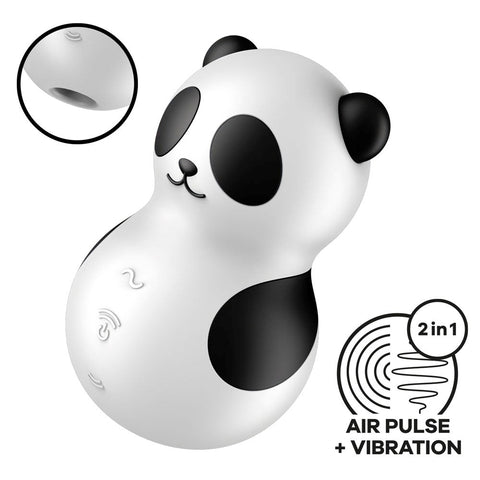 Satisfyer Pocket Panda USB Rechargeable Air Pulse Clitoral Vibrator Black - Clit Ticklers and Pulsators