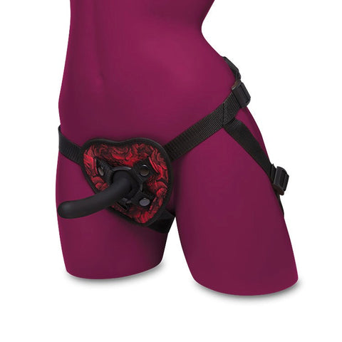 Xgen Products Secret Kisses ROSEGASM Heart Shaped Strap On Harness 5 Inch Dildo - Strap On Sextoys