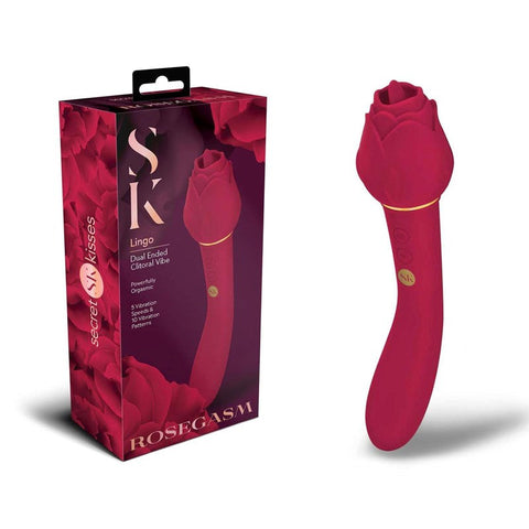 Xgen Products Secret Kisses ROSEGASM LINGO Dual Vibrator Rose Red Flickering - Clit Ticklers and Pulsators