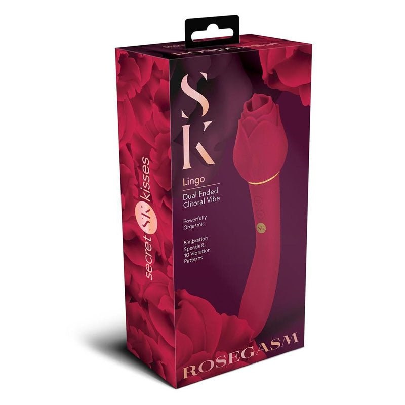 Xgen Products Secret Kisses ROSEGASM LINGO Dual Vibrator Rose Red Flickering - - Clit Ticklers and Pulsators