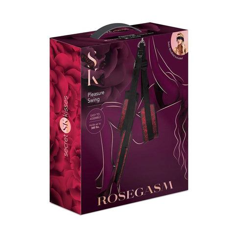 Xgen Products Secret Kisses ROSEGASM Pleasure Sex Swing Black/Red Premium Support - Sex Swings And Slings