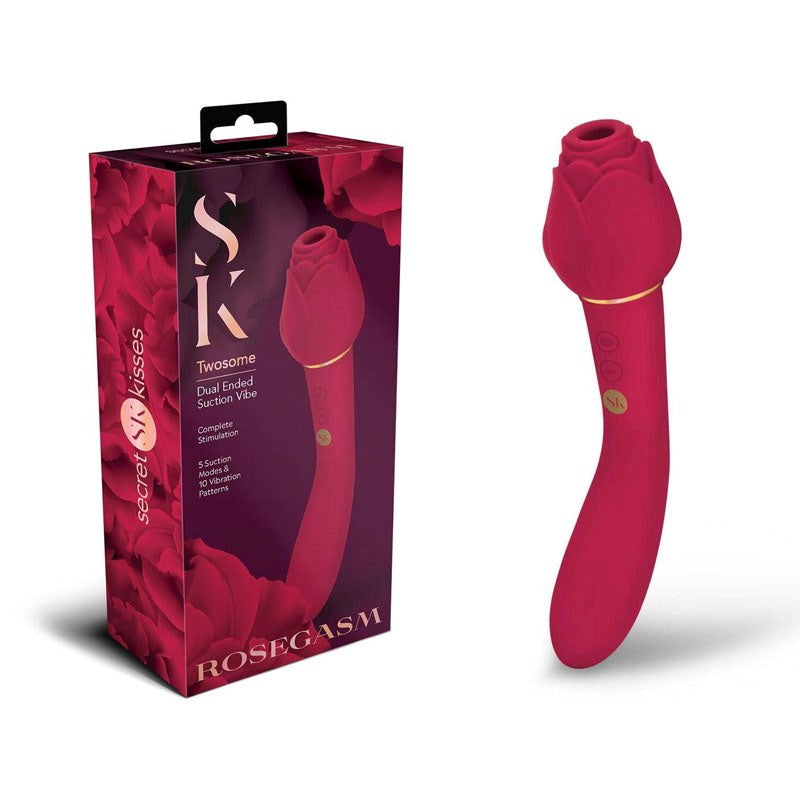 Xgen Products Secret Kisses ROSEGASM TWOSOME Air Pulsation Stimulator Rose Red - - Clit Ticklers and Pulsators