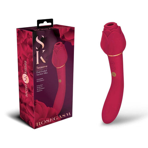 Xgen Products Secret Kisses ROSEGASM TWOSOME Air Pulsation Stimulator Rose Red - Clit Ticklers and Pulsators