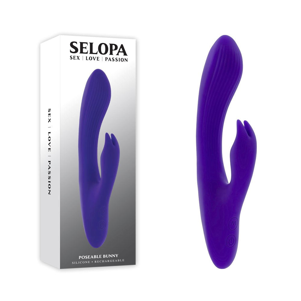 Evolved Selopa POSEABLE BUNNY USB Rechargeable Poseable Rabbit Vibrator Purple - - Rabbit Vibrators