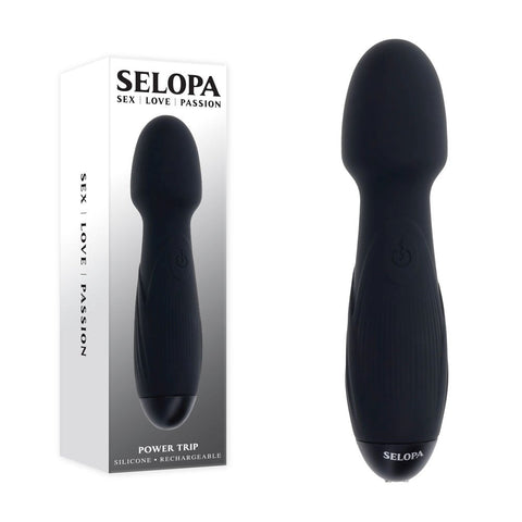 Evolved Selopa POWER TRIP USB Rechargeable Body Wand Massager Black Waterproof - Body Wands