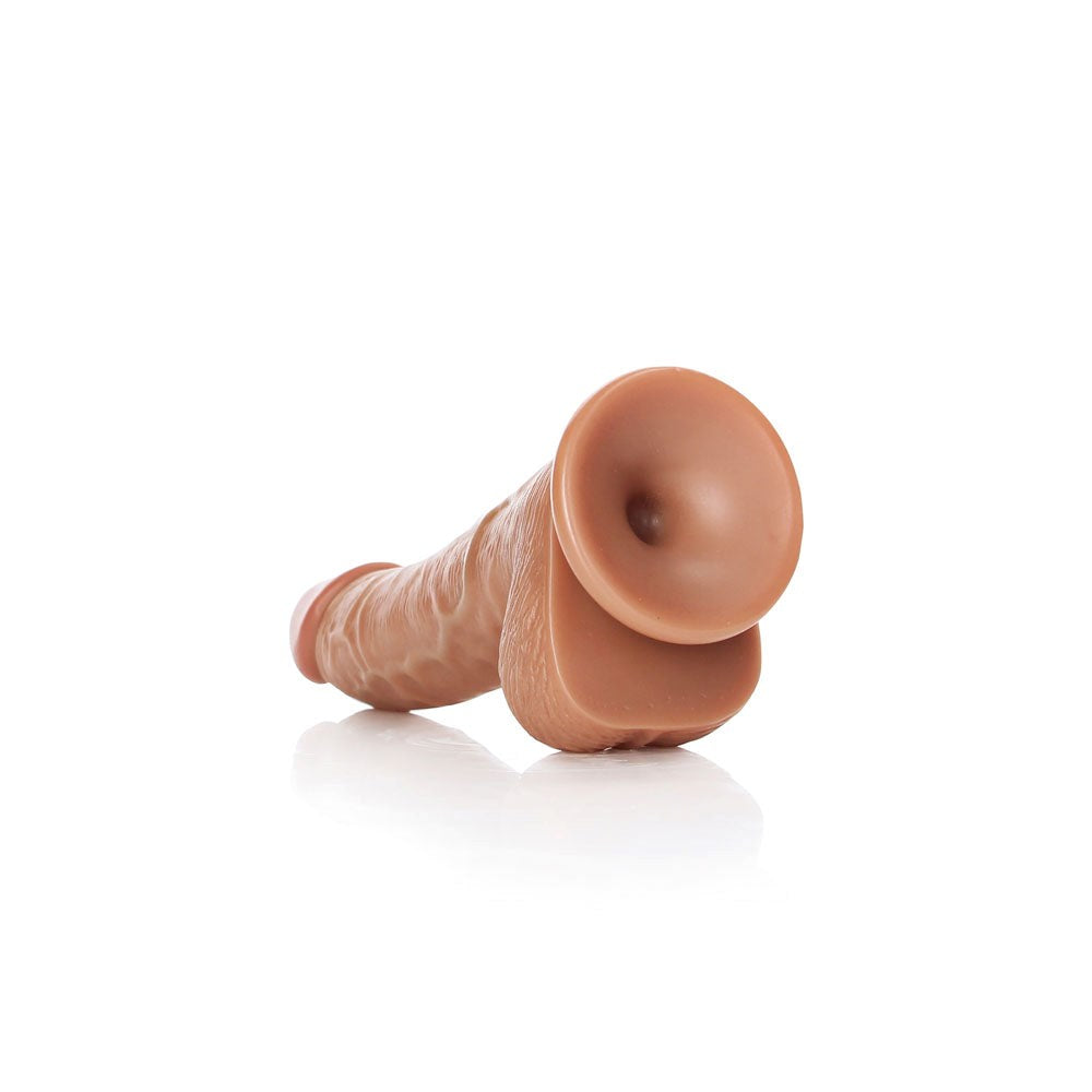 Shots Toys REALROCK Realistic Regular Curved Dong with Balls Tan Anatomical Dildo - - Realistic Dildos
