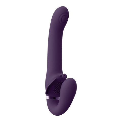 Shots Toys Vive SATU USB Rechargeable Strapless Strap On Vibrator Purple - Strap On Sextoys