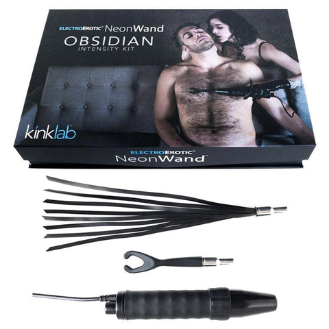 The Stockroom KinkLab Obsidian Neon Wand E Stimulation Kit with Whip - Electro Sex
