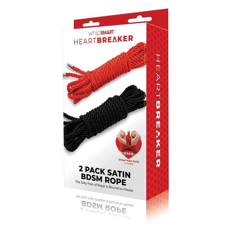 Xgen Products WhipSmart Heartbreaker Satin BDSM Ropes Black Red 2 Pack Premium - - Cuffs And Restraints