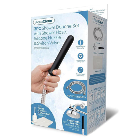 Xgen AquaClean 3 Piece Shower Douche Set Medical Grade Silicone Hygiene Kit - Enemas and Douches