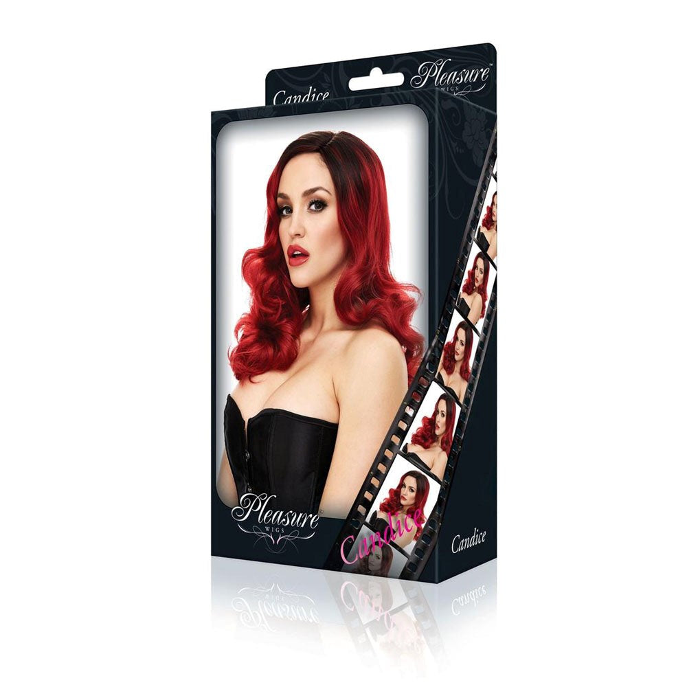 Xgen Products PLEASURE WIGS Candice Red/Black Synthetic Wig for Roleplay - - Wigs and Gloves