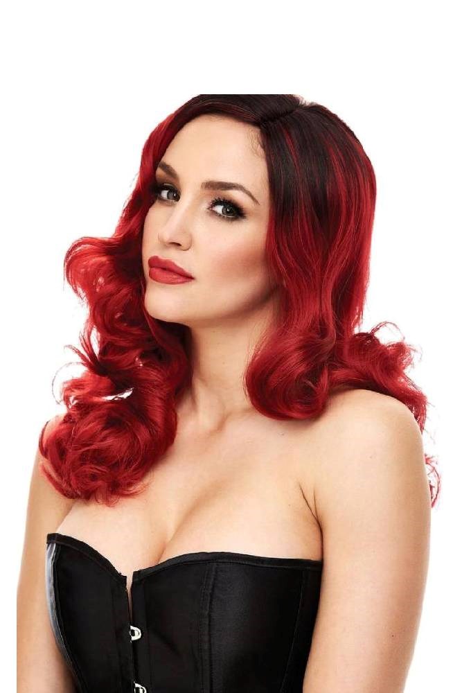 Xgen Products PLEASURE WIGS Candice Red/Black Synthetic Wig for Roleplay - - Wigs and Gloves