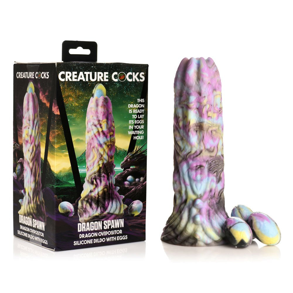 XR Brands Creature Cocks Dragon Spawn Multi Coloured Fantasy Dildo 18.5cm Ovipositor - - Realistic Dildos