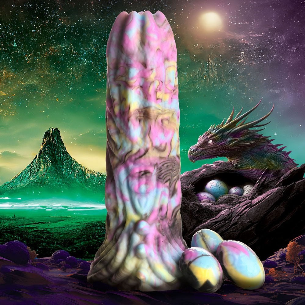 XR Brands Creature Cocks Dragon Spawn Multi Coloured Fantasy Dildo 18.5cm Ovipositor - - Realistic Dildos