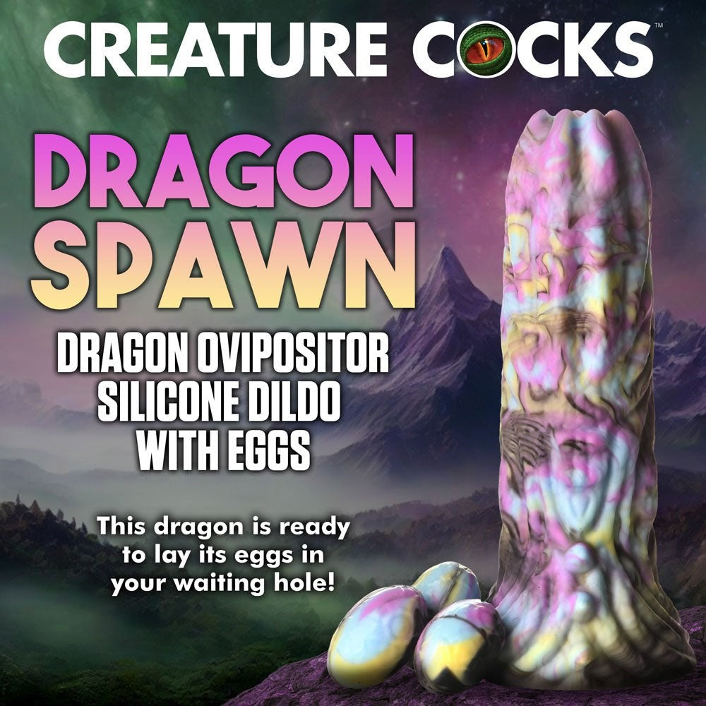 XR Brands Creature Cocks Dragon Spawn Multi Coloured Fantasy Dildo 18.5cm Ovipositor - - Realistic Dildos