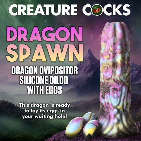 XR Brands Creature Cocks Dragon Spawn Multi Coloured Fantasy Dildo 18.5cm Ovipositor - Realistic Dildos