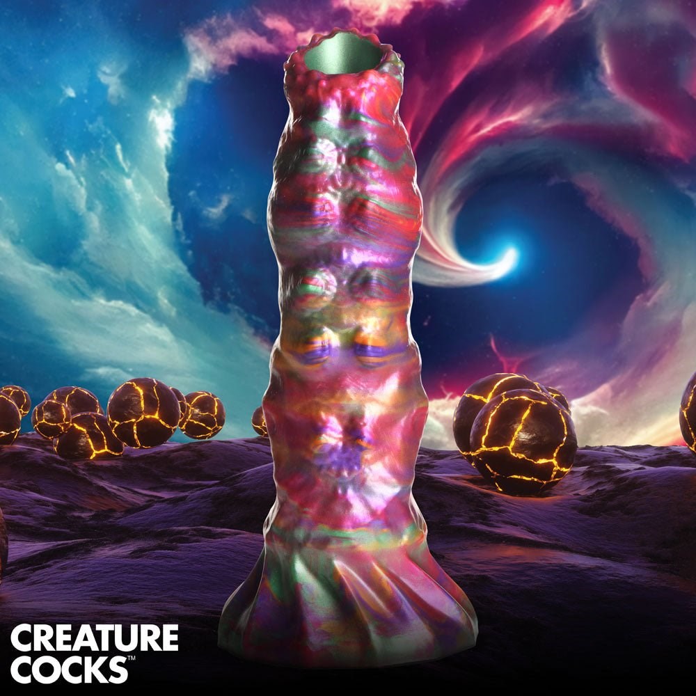 XR Brands Creature Cocks Larva Coloured Silicone Fantasy Dildo with Eggs 22.9cm - - Realistic Dildos