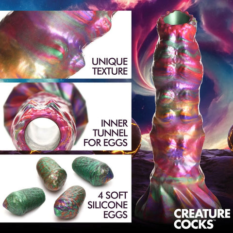 XR Brands Creature Cocks Larva Coloured Silicone Fantasy Dildo with Eggs 22.9cm - Realistic Dildos