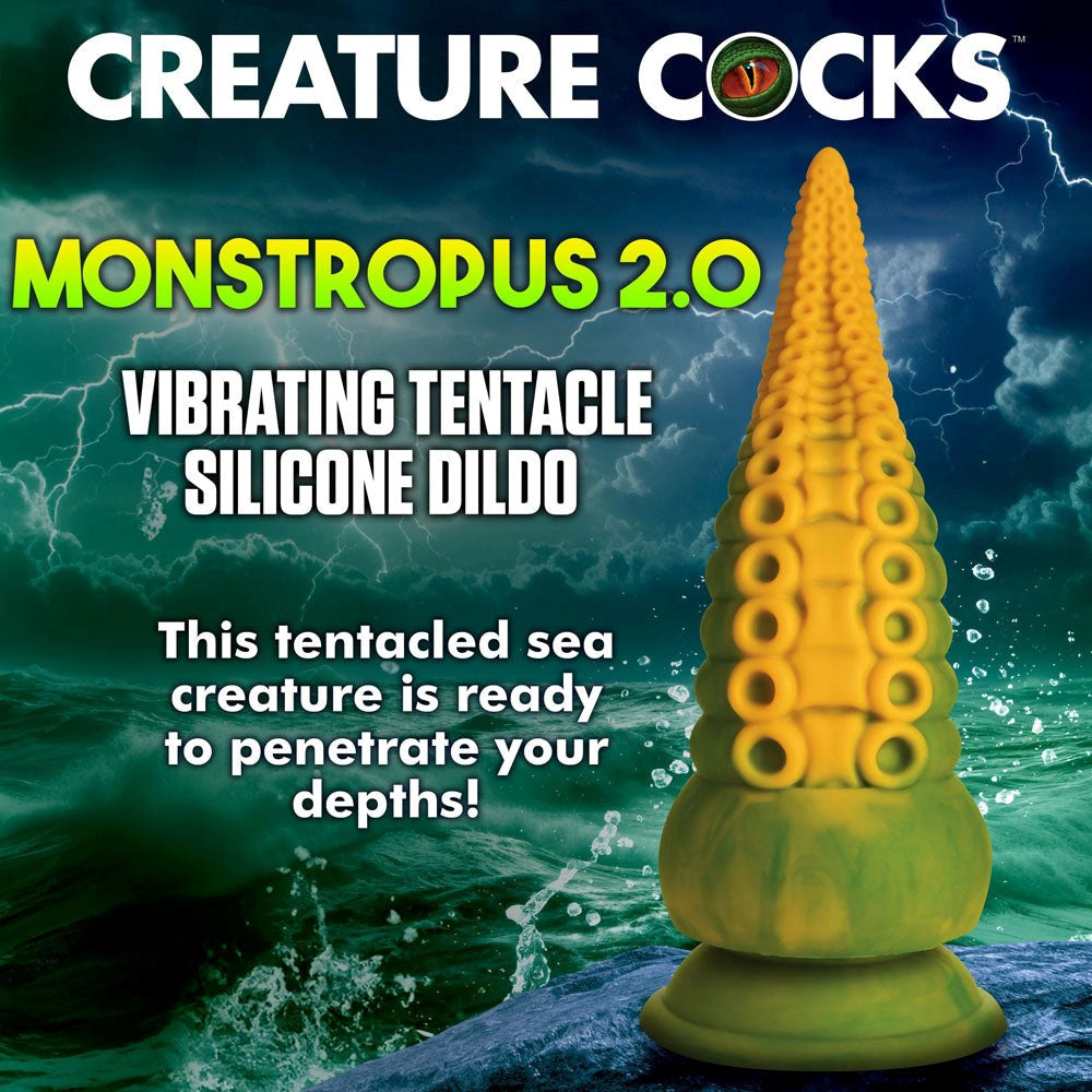 XR Brands Creature Cocks Monstropus 2.0 Vibrating Tentacled Monster Dildo - - Vibrating Dildos
