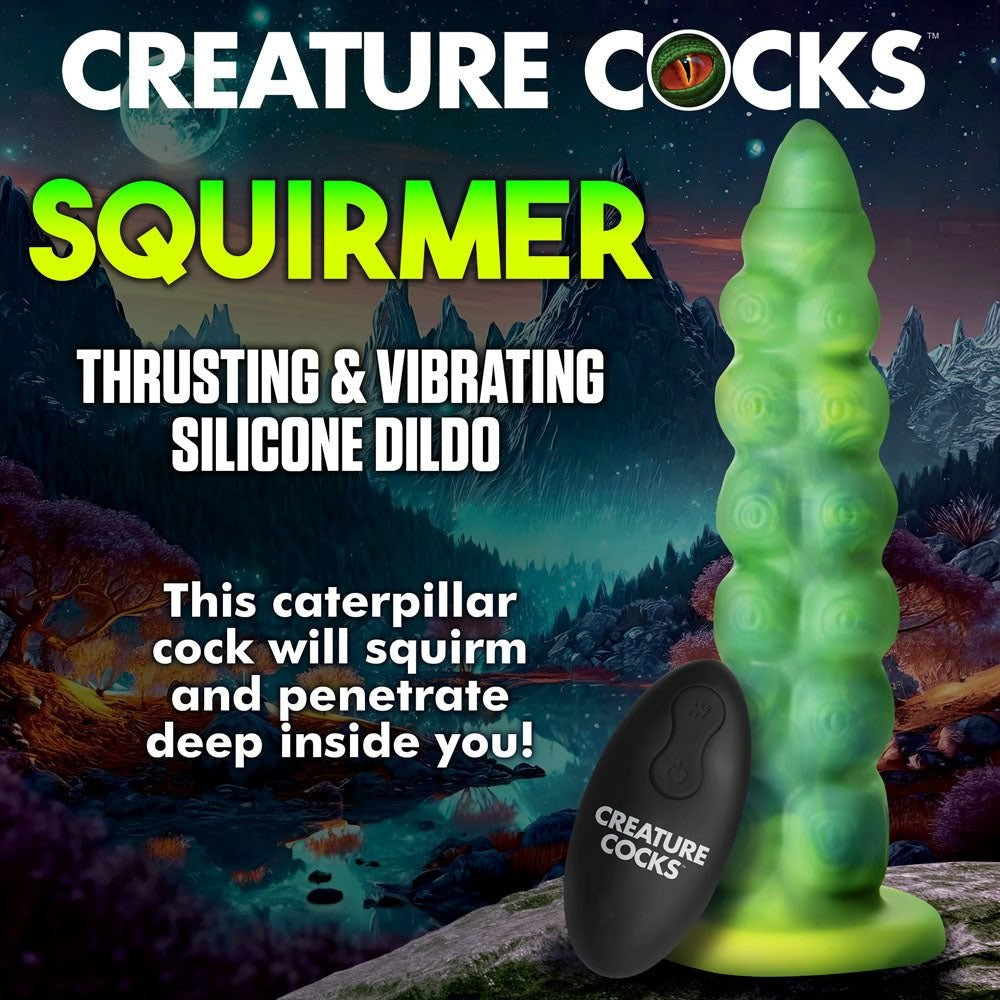 XR Brands Creature Cocks Squirmer Thrusting Vibrating Fantasy Dildo Remote Control - - Vibrating Dildos
