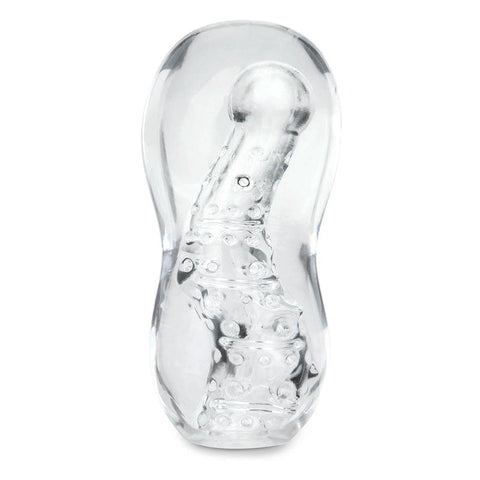 Xgen Products Zolo Gripz Wavy Squeezable Clear Flexible Stretchy Stroker Masturbator - Masturbators and Strokers