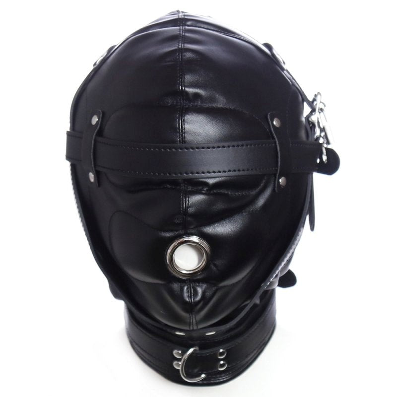 BDStyle Blindfolded Bondage Hood With Mouth Hole Matte Black Premium BDSM - Bondage Hoods