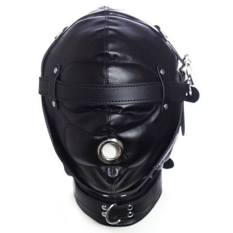 BDStyle Blindfolded Bondage Hood With Mouth Hole Matte Black Premium BDSM - Bondage Hoods